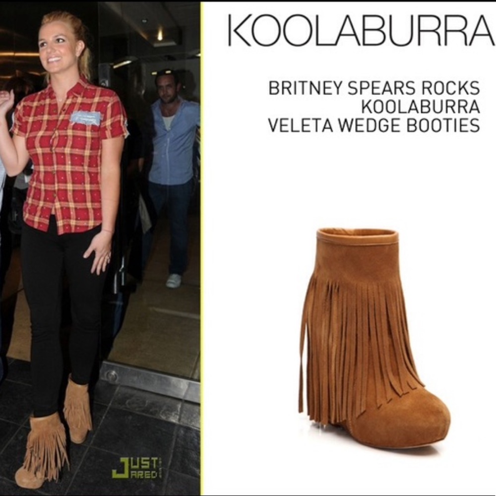 Koolaburra ‘Veleta’ Suede Fringe Wedge Booties | Women’s 8 | Chestnut Brown